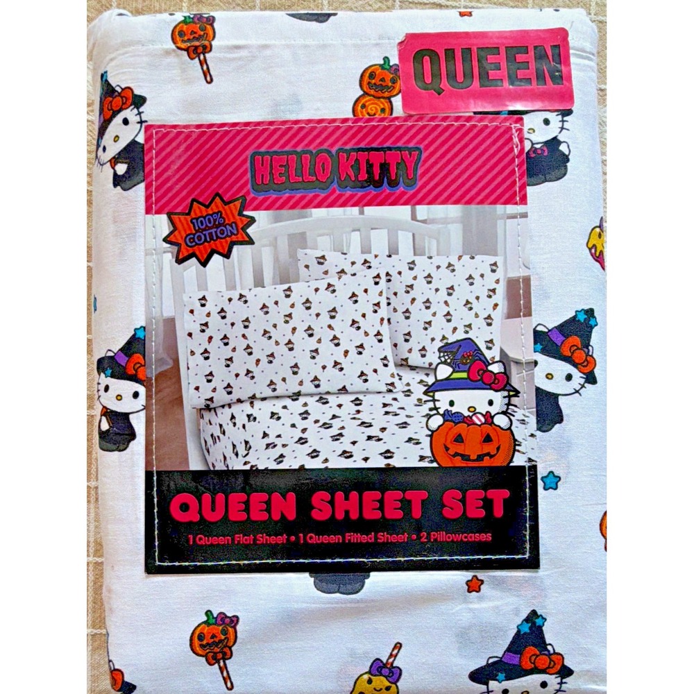 Hello Kitty Halloween 100% Cotton 4-piece Sheet Set - Queen - 100% Cotton